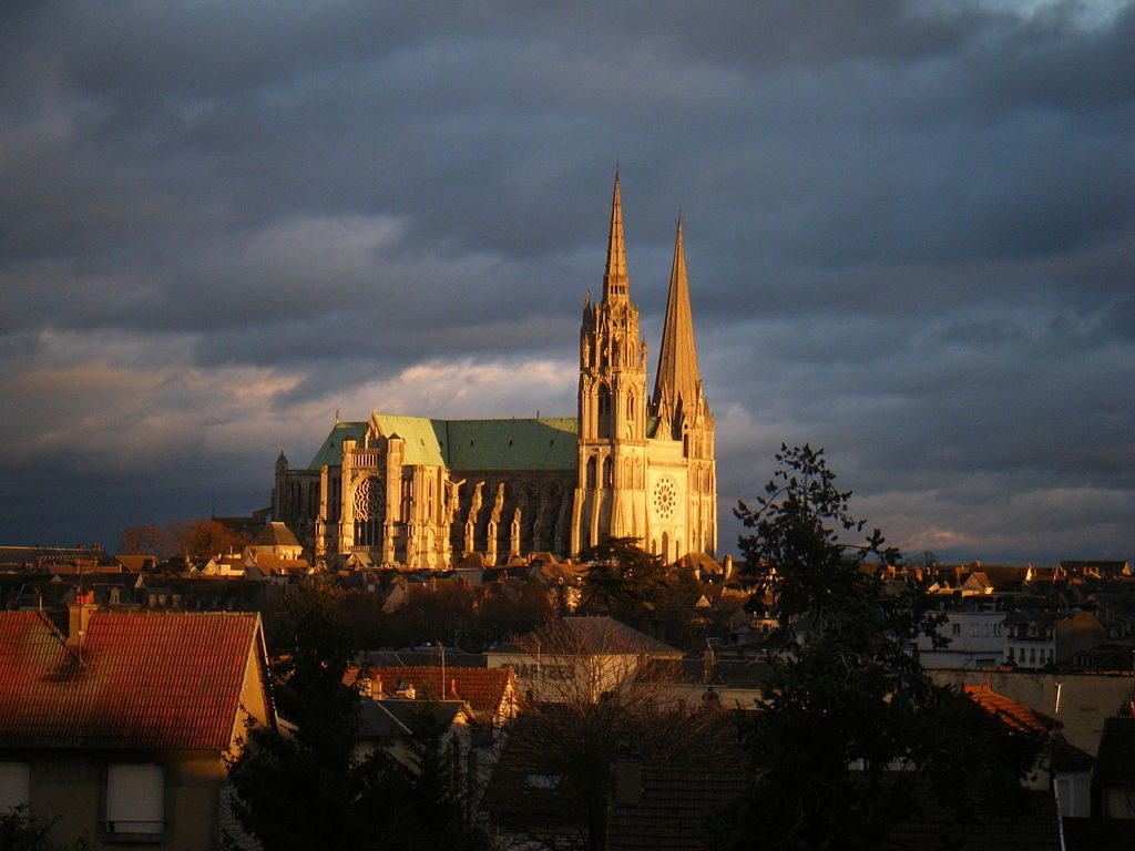Chartres Cathedral at sundown