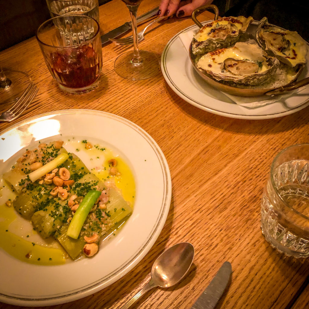 oysters and leeks at La Bourse et La Vie